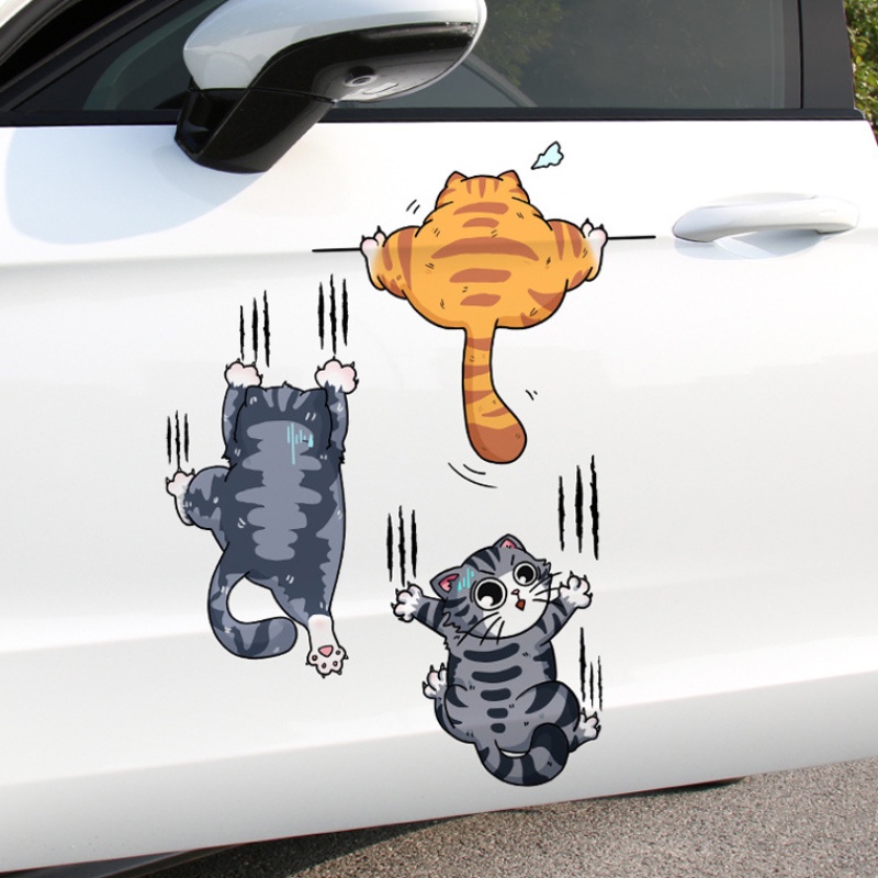 Miếng Dán Trang Trí Xe Hơi Hình Mèo Leo Trèo Vui Nhộn DIY