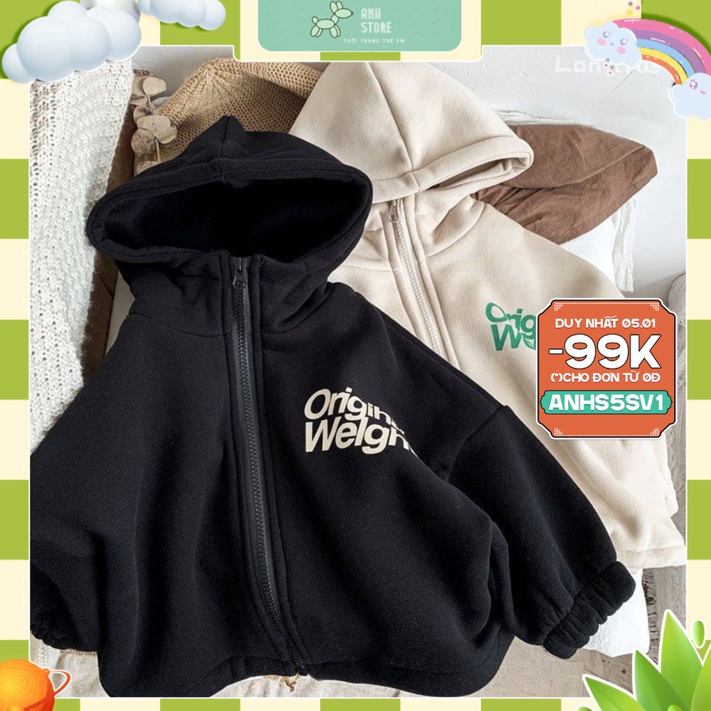 Áo Hoodie Dài Tay Original Cho Bé Trai Và Bé Gái Chất Liệu Nỉ Lót Bông Dày Dặn Ấm Áp Thởi Trang Trẻ Em Anh Store