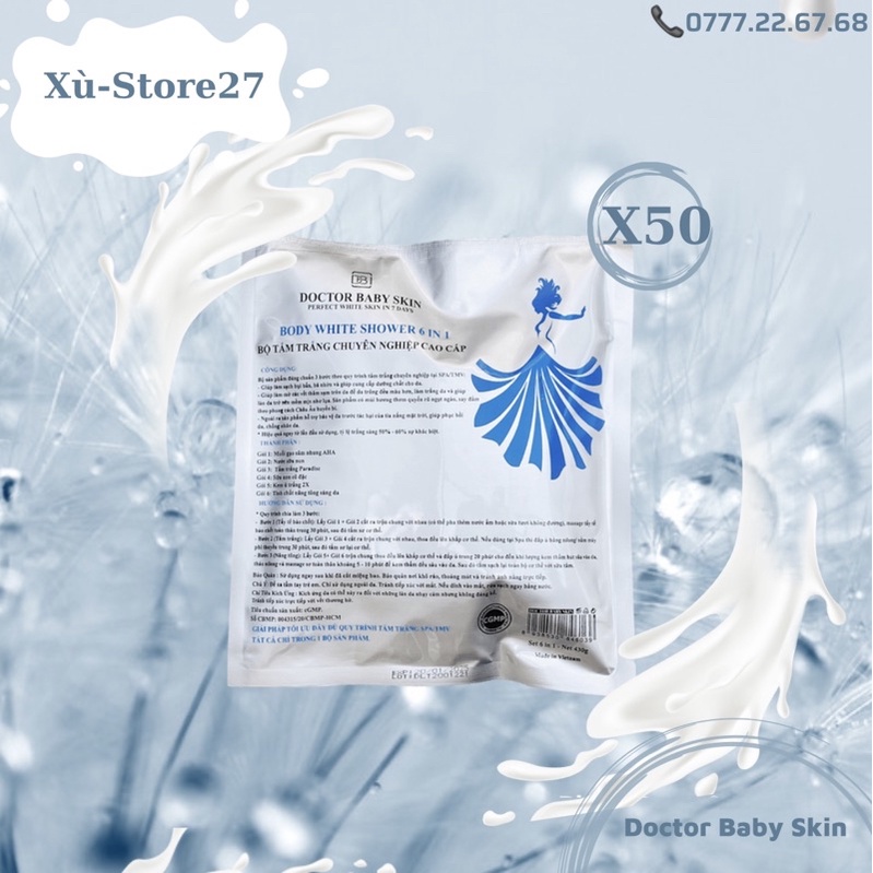COMBO 50 Gói KEM TẮM TRẮNG TOÀN THÂN CAO CẤP 6 IN 1 - BODY WHITE SHOWER 6 IN 1