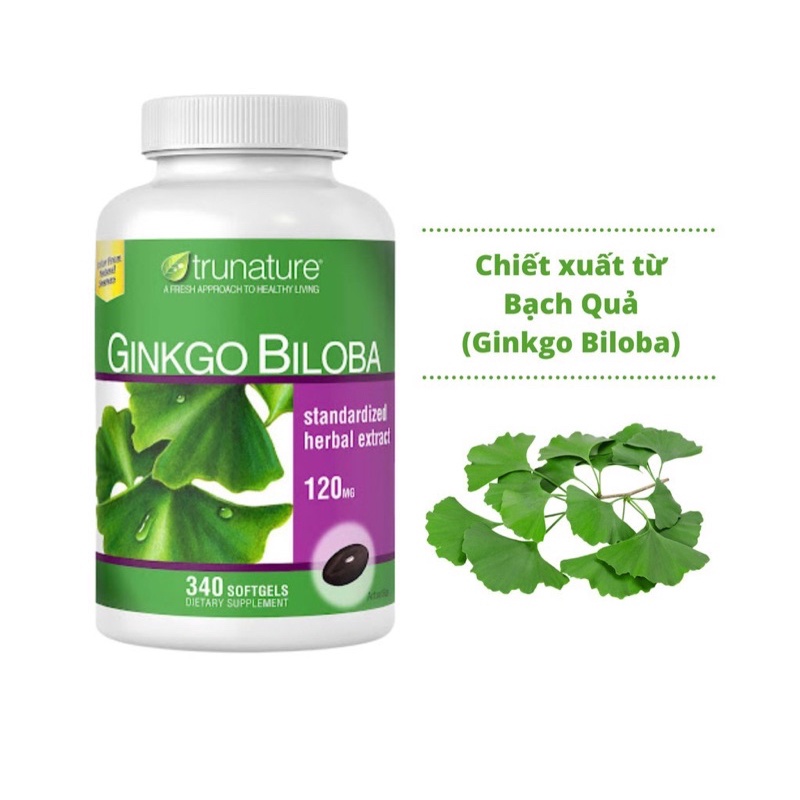Viên Uống Bổ Não Tăng Cường Trí Nhớ, Tuần Hoàn Não Trunature Ginkgo Biloba 120mg 340 viên