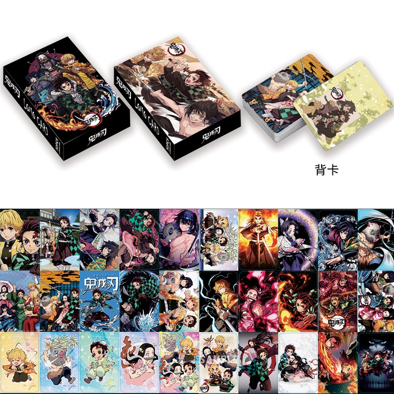 Hộp 30 Ảnh Thẻ Lomo Hai Mặt In Hình Nhân Vật Nezuko Zenitsu Inosuke Trong Demon Slayer