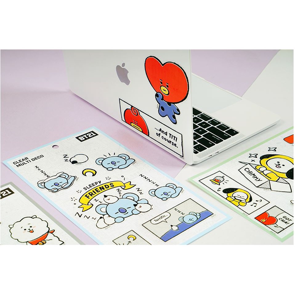 BT21 Cute Cartoon Baby Sticker For Mobile Phone Laptop Decorative CHIMMY TATA MANG COOKY  KOYA  SHOOKY RJ  Stickers KPOP BTS