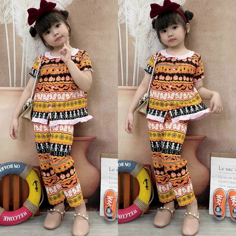 Bộ Bé Gái Áo Cộc Tay Quần Dài Cotton Xuất Dư 12-24kg Đồ Bộ Áo Cộc Tay Quần Dài Bé Gái Thu Đông Đồ Bộ Bé Gái