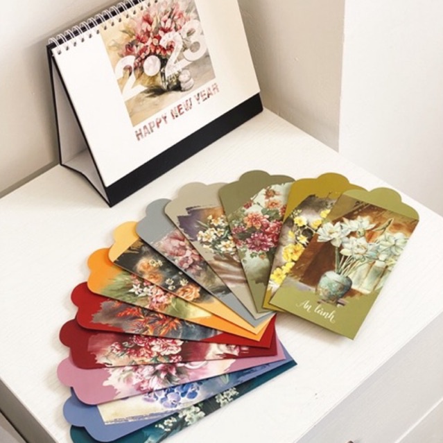 LÌ XÌ 2023 HOA MÀU NƯỚC ĐỘC ĐÁO - Bộ 12c