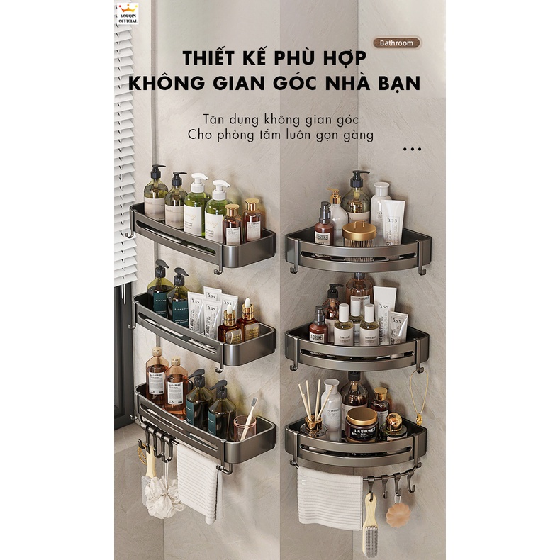 Kệ Phòng Tắm Dán Tường, Kệ Nhà Tắm Treo Tường - YouQin Hợp Kim Nhôm Chống Gỉ, Chống Ẩm, Dán Keo Siêu Chắc