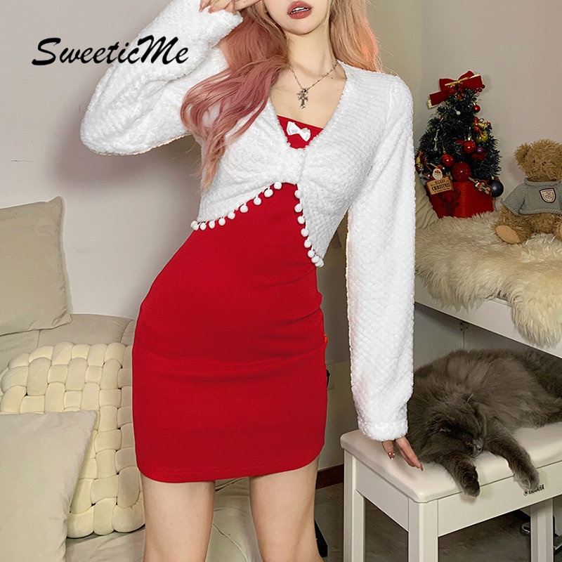 Đầm Dệt Kim Tay Dài Cổ Chữ V Dáng Ôm Thời Trang Mới 2023 Dành Cho Bạn Nữ