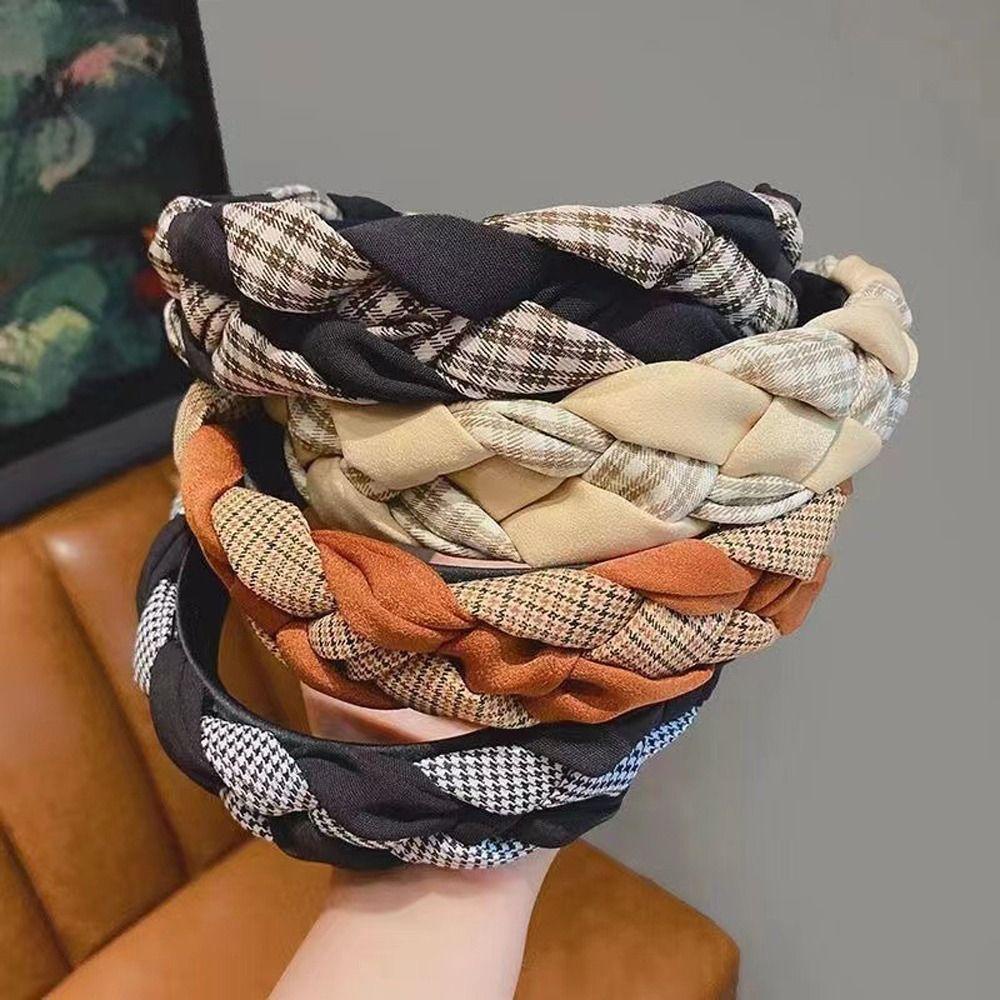 Băng Đô Cài Tóc Bản Rộng Họa Tiết Kẻ Sọc Caro 15H Xinh Xắn Thời Trang Cho Bạn Gái