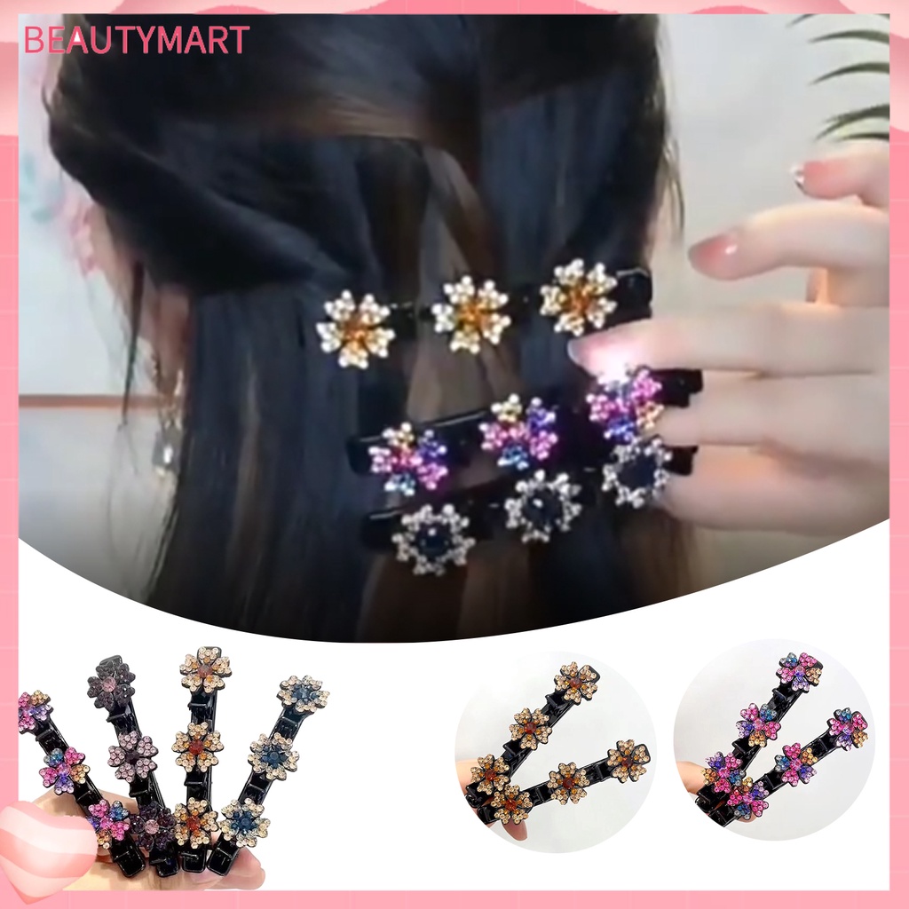 Set 4 / 5 Kẹp Tóc Hai Lớp Hình Bông Hoa Co Giãn Chống Trượt Chống Trầy Xước Chống Rơi