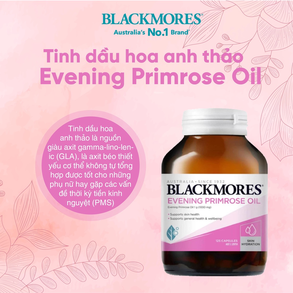 Tinh dầu hoa anh thảo Evening Primrose Oil Blackmores Úc 190 viên, hỗ trợ cân bằng nội tiết tố, làm đẹp da, tóc, móng