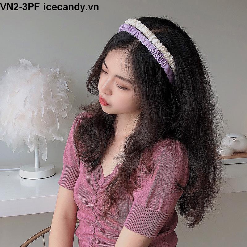Băng Đô Cài Tóc Vải Satin Xếp Ly Thiết Kế Đơn Giản Ngọt Ngào Cho Nữ