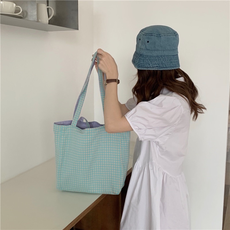 Túi Canvas Đeo Chéo Đeo Vai 2 Mặt Không Khoá