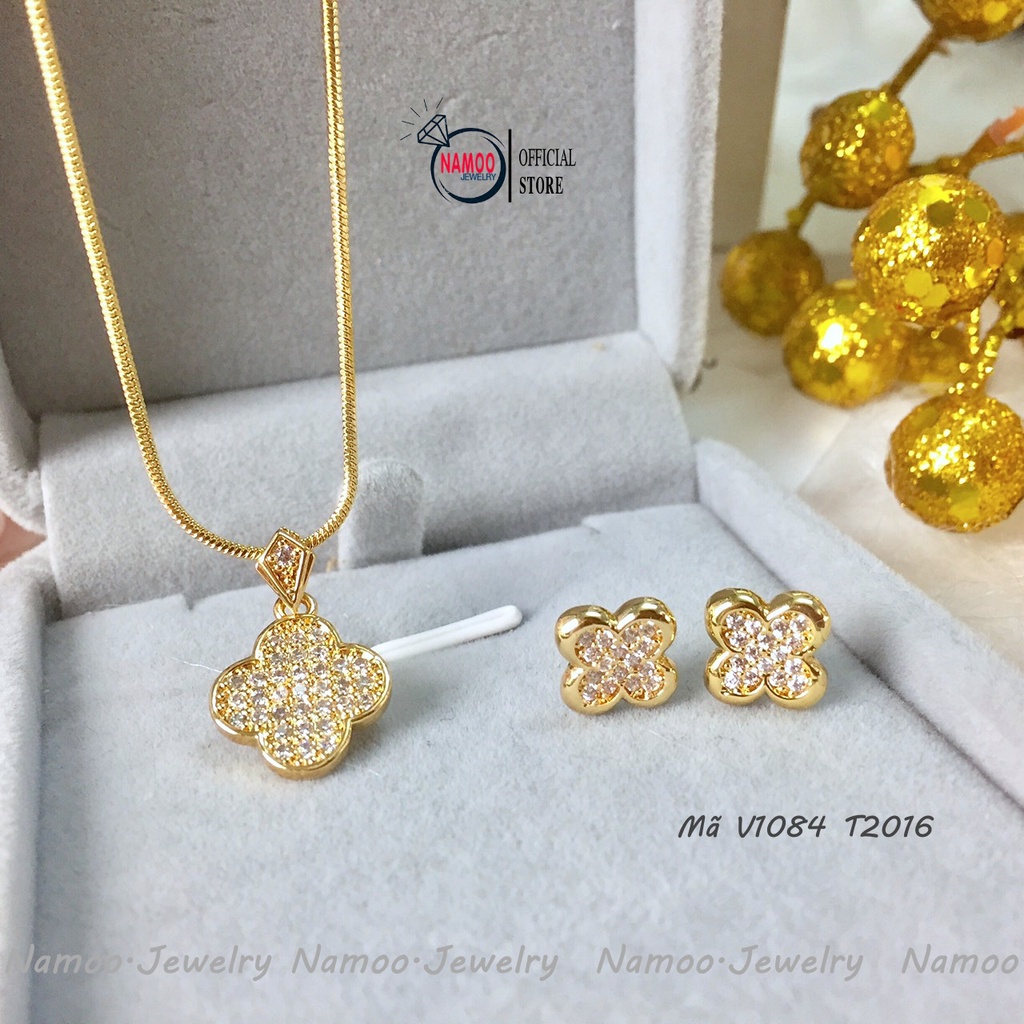 Bộ Trang Sức Nữ Tinh Xảo V1084 T2016, Set dây Chuyền Và Bông tai Tuyệt Phẩm Dành Cho Phái Đẹp