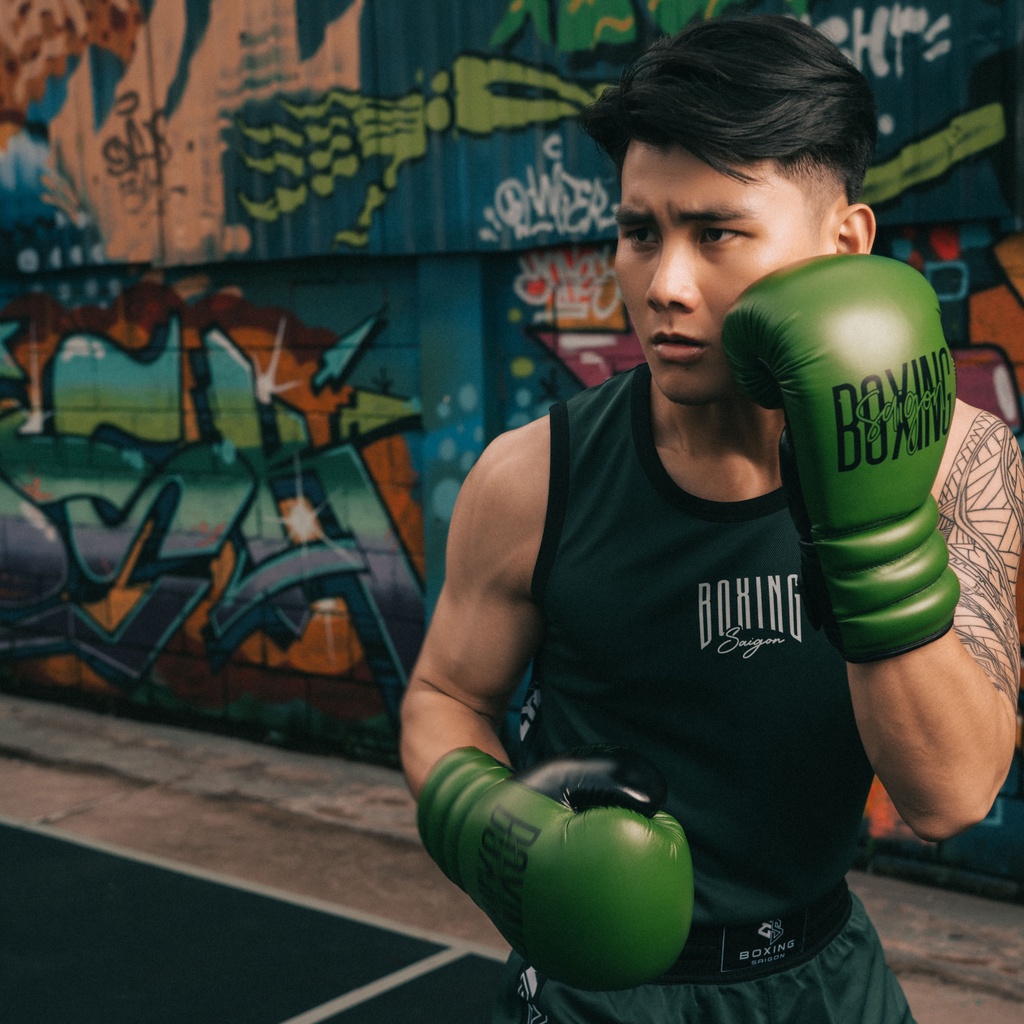 Găng Tay Boxing Saigon Inspire 2.0 - Olive/Black ( Tặng túi đựng găng chống thấm )