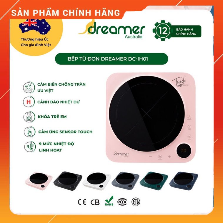 Bếp Điện Từ Đơn Cảm Ứng Dreamer DC-IH01 2200W - Màu Đen, Hồng - Hàng Chính Hãng (Bảo Hành 1 Năm)
