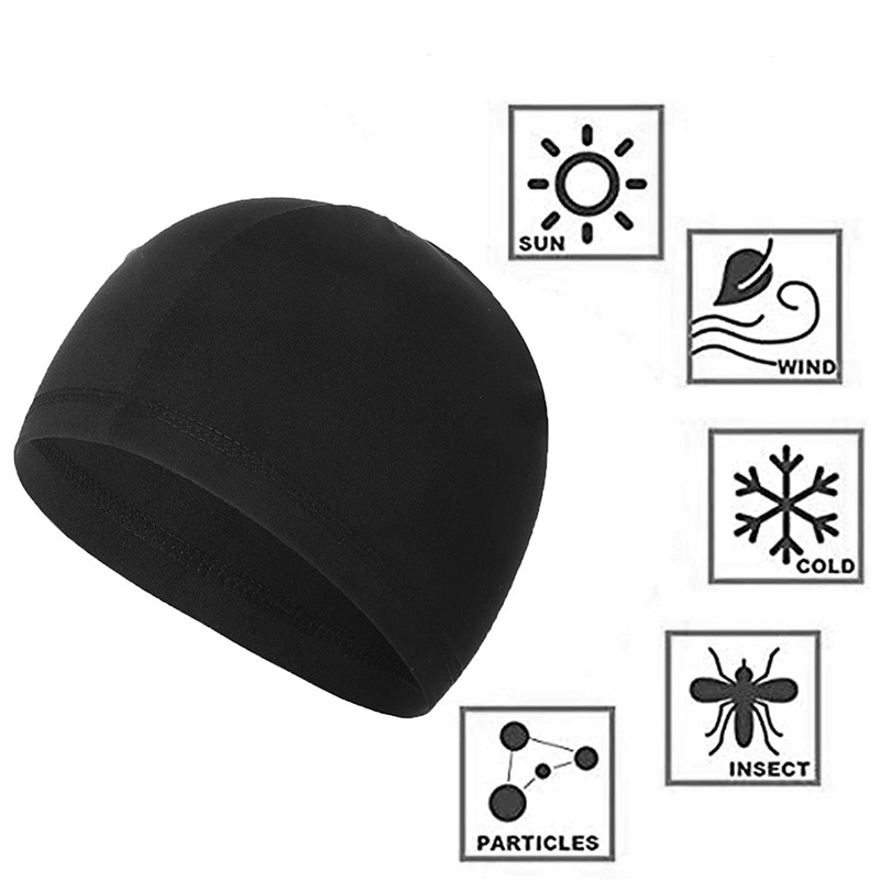 Set Khẩu Trang + Mũ Trùm Đầu Làm Mát Chống Tia UV Bằng Lụa Lạnh Màu Đen In Họa Tiết Đầu Lâu Cho Nam