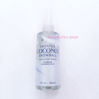 Xịt thơm toàn thân nhũ kim tuyến size mini Bath & Body Works Frosted Coconut Snowball Diamond Shimmer Mist 88 mL