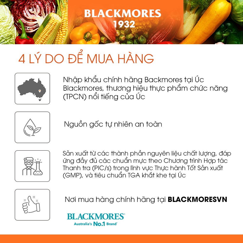 Viên uống bổ sung vitamin C Blackmores BioC 1000mg Úc 62 viên, tăng cường đề kháng, giúp sáng da, đẹp da