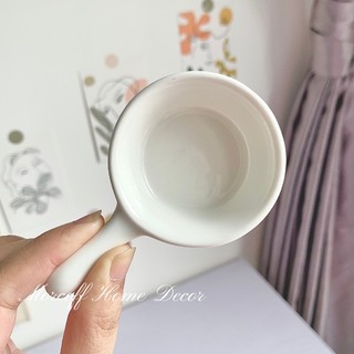 Chén nước chấm chén gia vị gốm sứ trắng có tay cầm