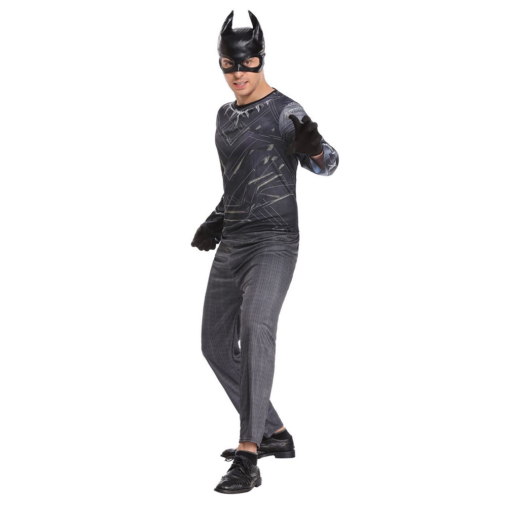Áo Thun Tay Dài Ôm Dáng Kèm Mặt Nạ Hóa Trang Captain America Phong Cách Halloween Mẫu Mới Cho Nam