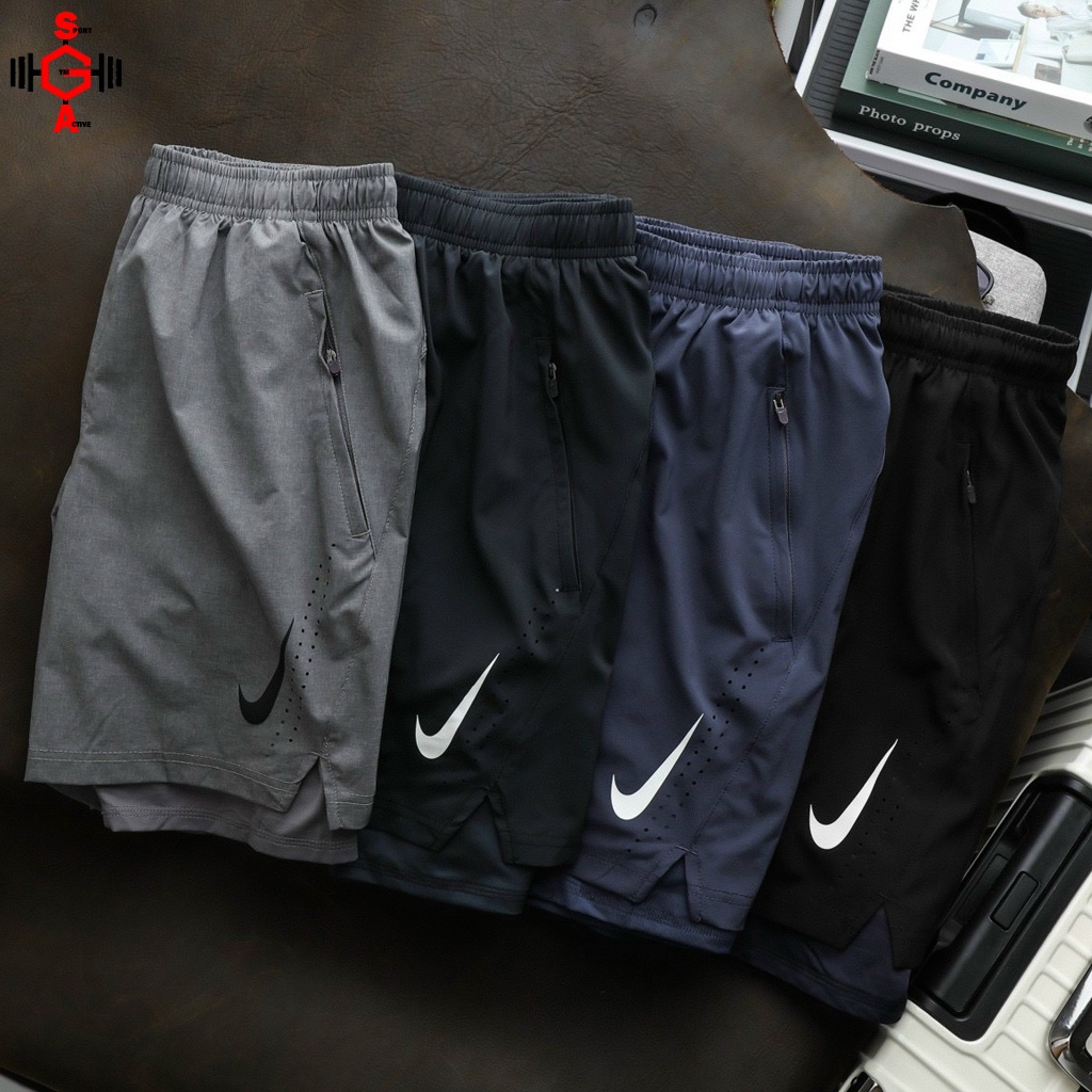 Quần short 2 lớp nam tập gym thể thao chạy bộ squat short 2 in 1 Nike xi thể thao 4 chiều gym nam