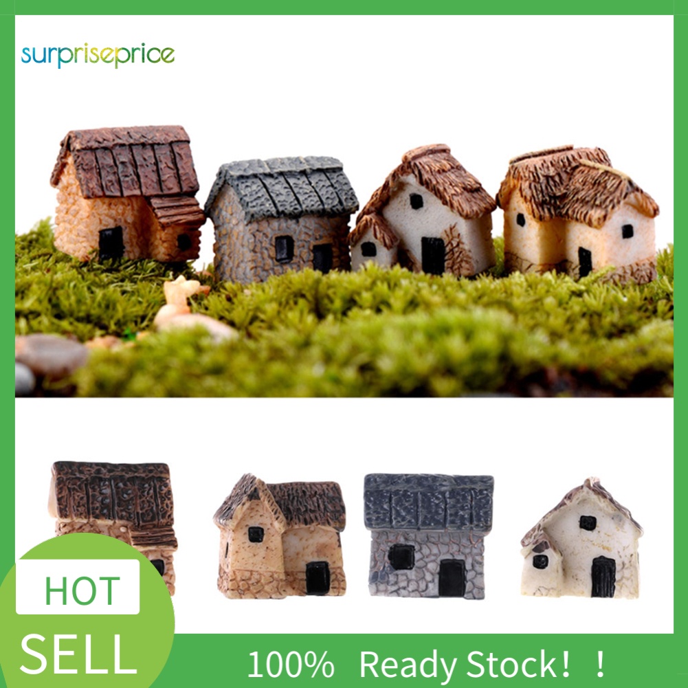 (surpri) 1 / 4 Đồ trang trí Ngôi Nhà Đá Mini Trang Trí Tiểu Cảnh DIY