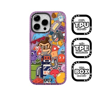 Ốp Iphone chống sốc Retro Game Stickers Tím M CASE iphone 11 / 11 Pro Max / 13 / 13 Pro Max / 14 / 14 Pro Max