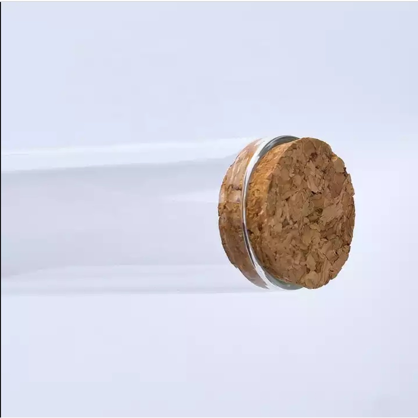 U00407 3*10cm- Ống thủy tinh, nút bần, đáy bằng đựng saffron, đông trùng hạ thảo,...