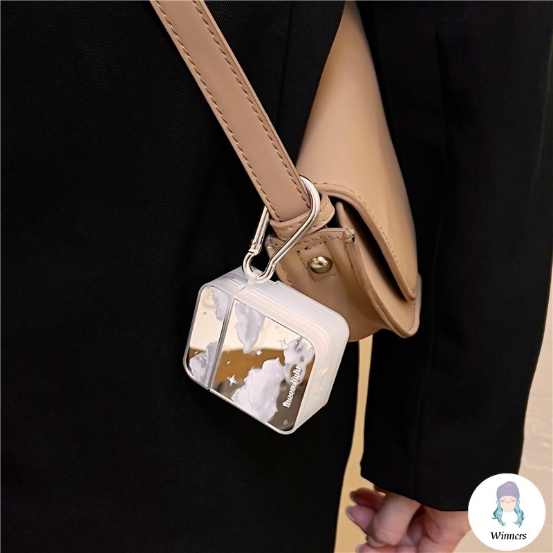 Vỏ Bảo Vệ Hộp Sạc Tai nghe không dây Airpods 1 / 2 / 3 / Pro Bằng Silicon Hình Bầu Trời Đầy Sao Có Gương Trang Điểm