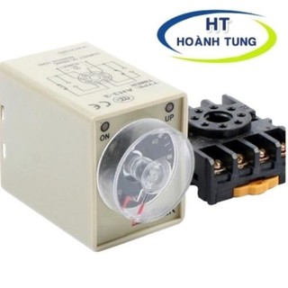 Timer ah3-3, rơ le thời gian 8 chân tròn điện áp 220vac tặng kèm chân đế pf083a