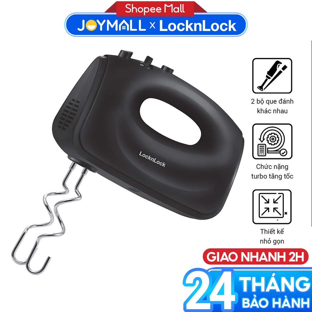 Máy đánh trứng LocknLock EJM501 300W - Hàng chính hãng, 5 tốc độ tùy chỉnh, 2 bộ que đánh linh hoạt - JoyMall