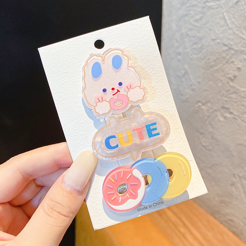 Set 3 Kẹp Tóc Hình Thỏ Dễ Thương Cho Bé Gái