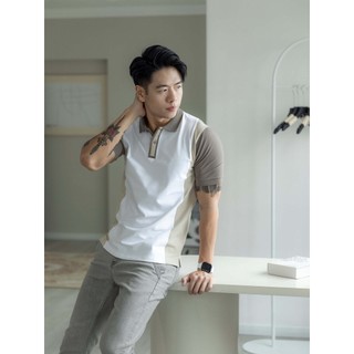 Áo Polo Taupe Placket Block 