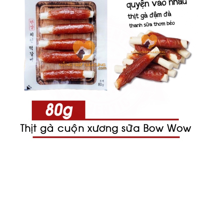 Thức Ăn Mềm Cho Chó Chó Thịt Gà/ Heo Cuộn Thanh Sữa Bowwow Hàn Quốc 80g - [Nông Trại Thú Cưng]