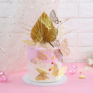 phụ kiện bánh sinh nhật [FREESHIP❤️] set 12 bướm giấy bạc đẹp