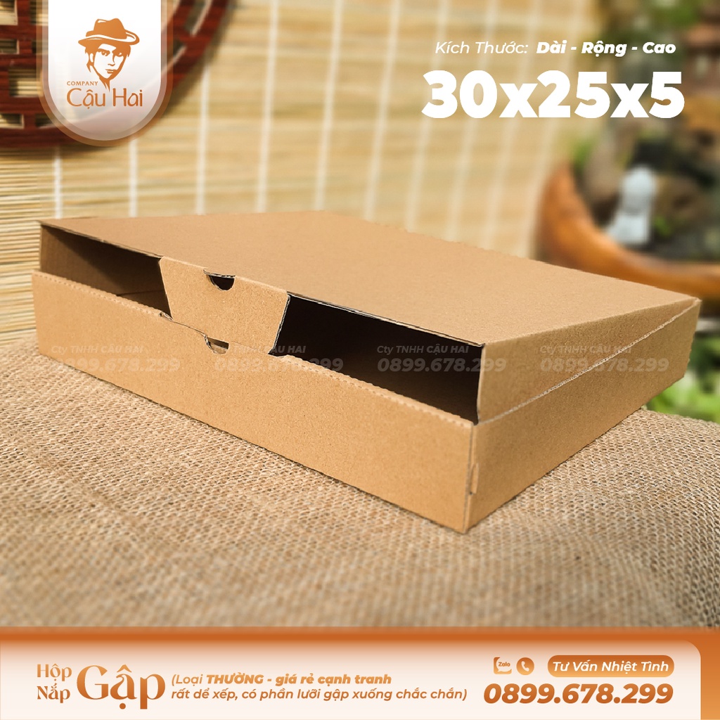 Set 50 hộp carton nắp GẬP 30x25x5