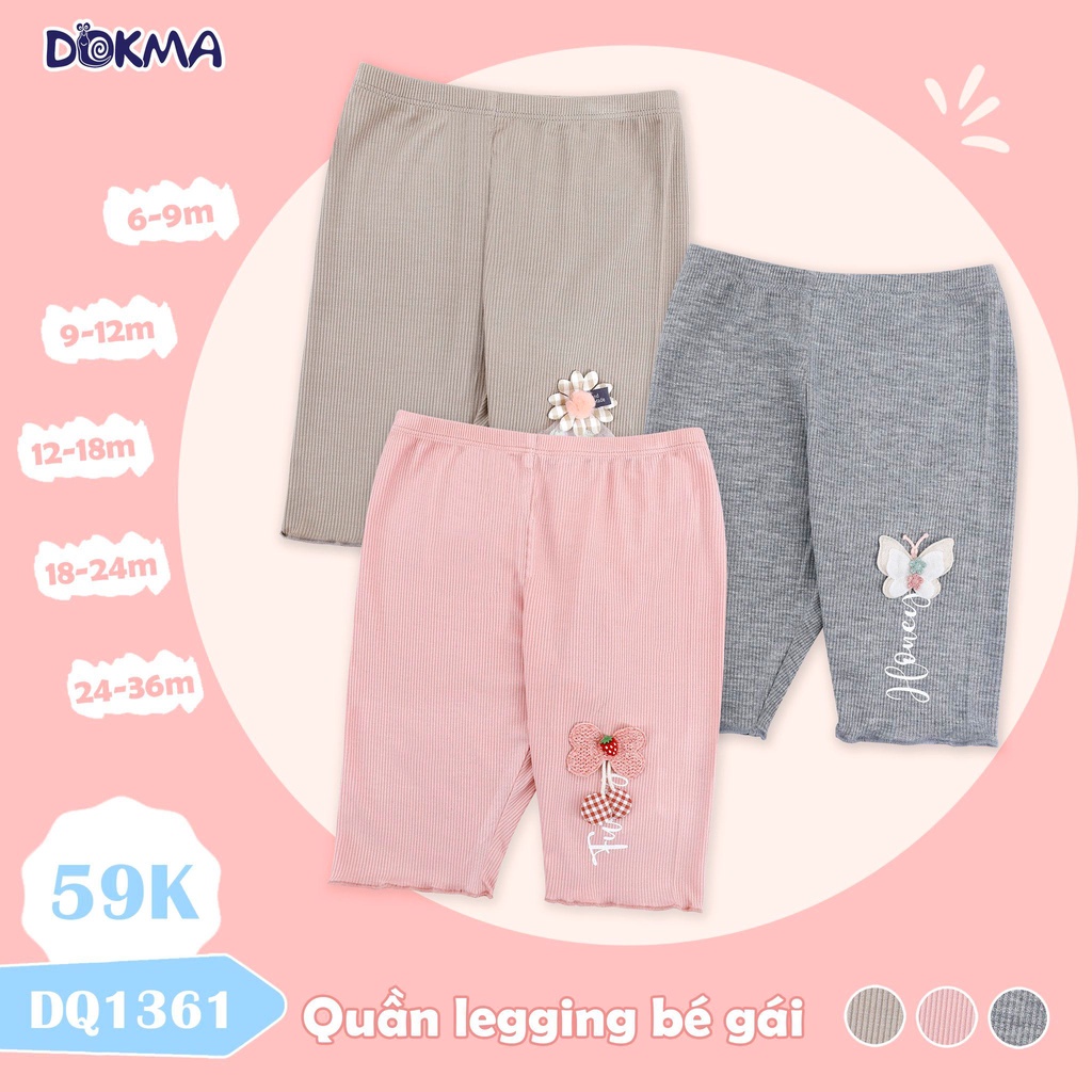 DQ1361 Quần legging bé gái Dokma vải cotton tăm