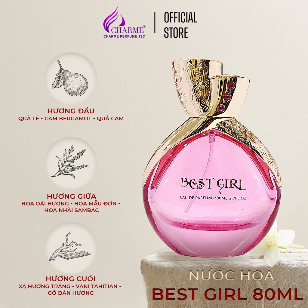 Nước hoa nữ cao cấp, Charme Best Girl, chính hãng, nhẹ nhàng, lưu hương lâu,  cho nàng thêm sức hút, 80ml