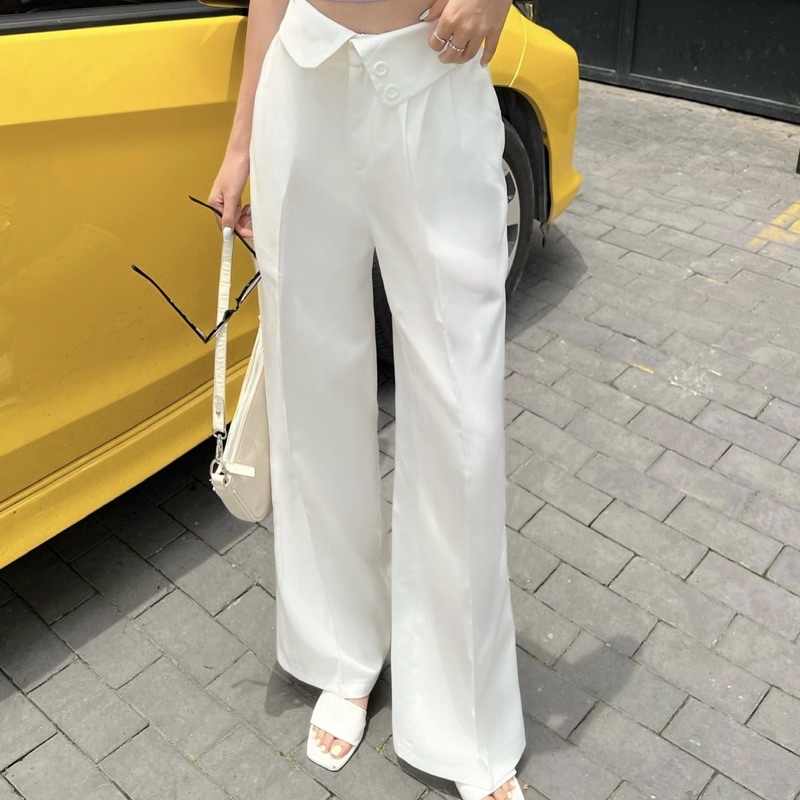 NELI PANTS/ QUẦN TÂY SUÔNG ỐNG RỘNG EO KIỂU CỔ SƠ MI ĐỘC ĐÁO (nhận may theo số đo)