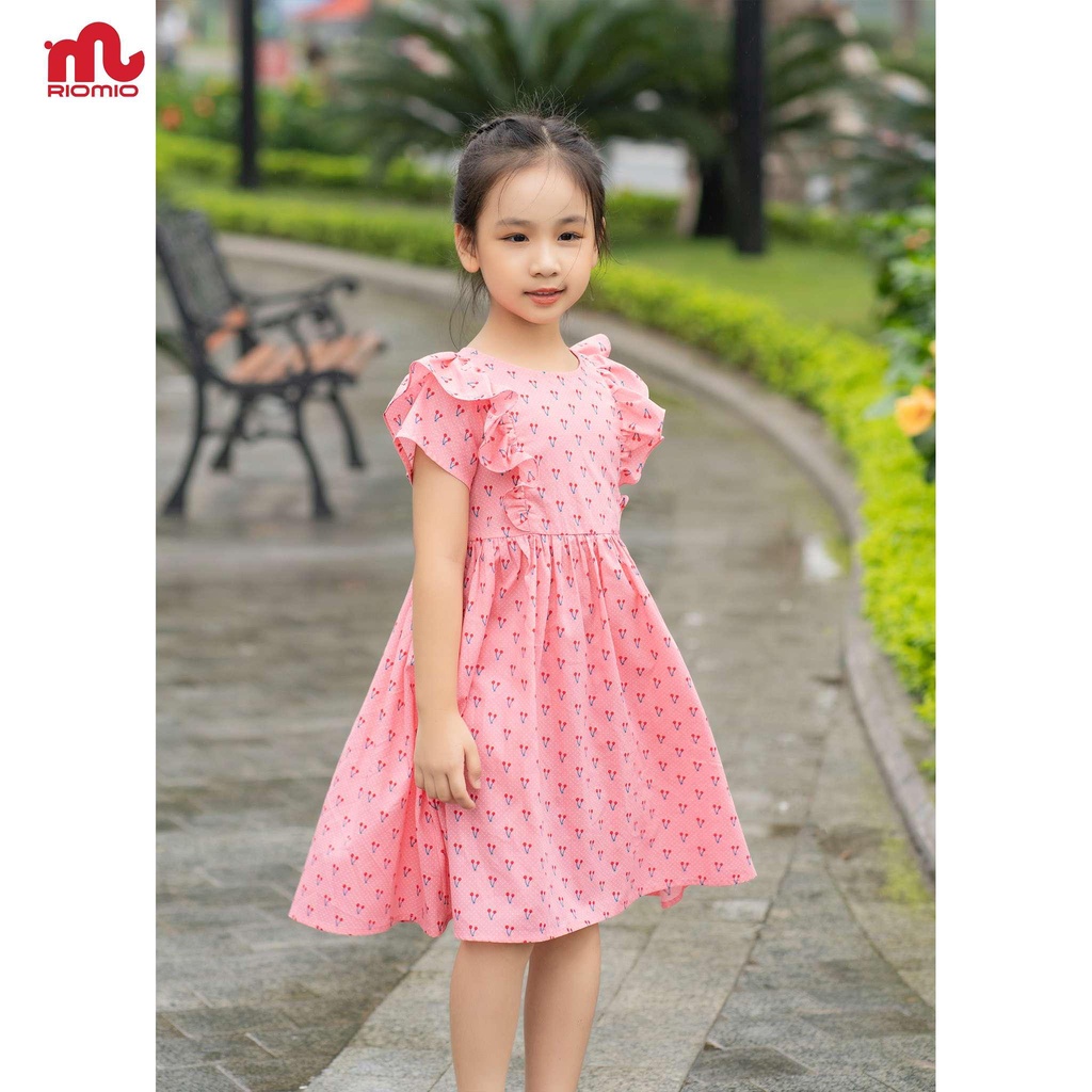 Váy thô hoa kèm nơ họa tiết ngọt ngào RIOMIO size 3-10 tuổi (15-35kg) xinh xắn đáng yêu cho bé đi học đi chơi - RV388