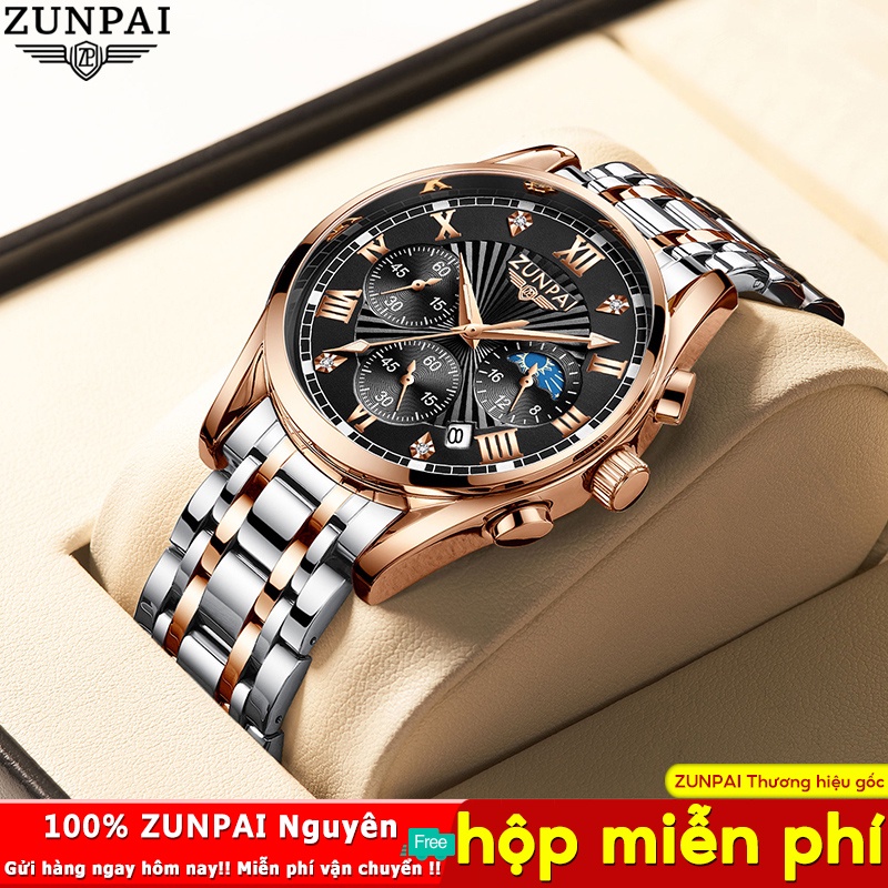 ZUNPAI Đồng hồ nam chống nước dây kim loại dây thép đồng hồ nam chính hãng fngeen cao cấp đồng hồ bấm giờ Men's Watch Waterproof 100%Original Luxury Brand Authentic [zunpai-004G]