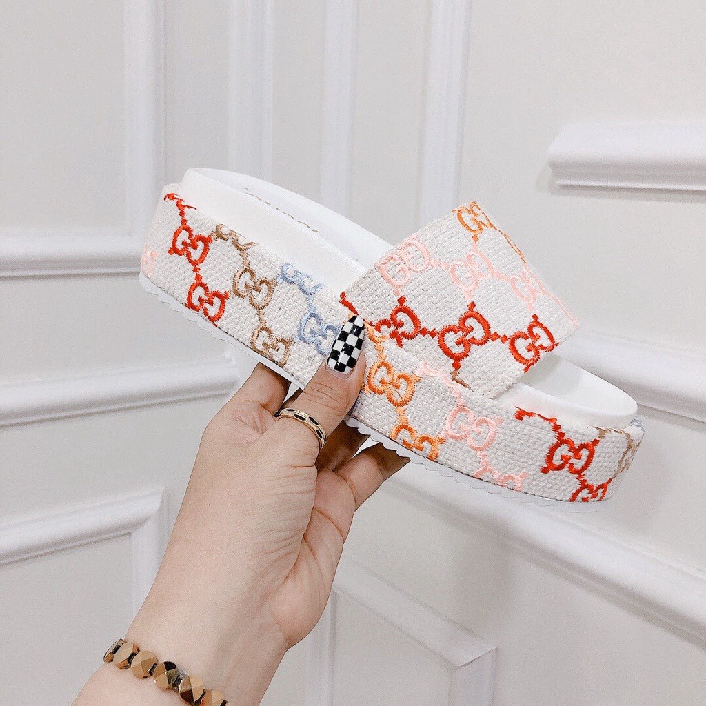 Dép quai ngang đế xuồng dày êm hoạ tiết GG hàng loại 1 Quảng Châu