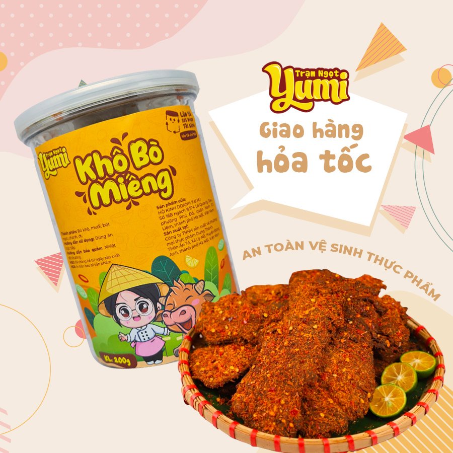 Khô bò miếng chua cay Trạm ngọt Yumi đồ ăn vặt thịt chanh ớt thơm ngon