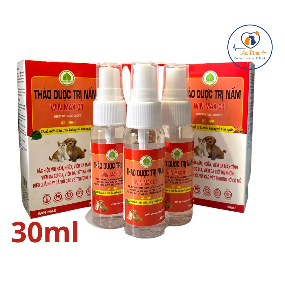 30ml-Dung Dịch Trị Nấm Thảo Dược Dạng Xịt Win Max 01 cho chó mèo