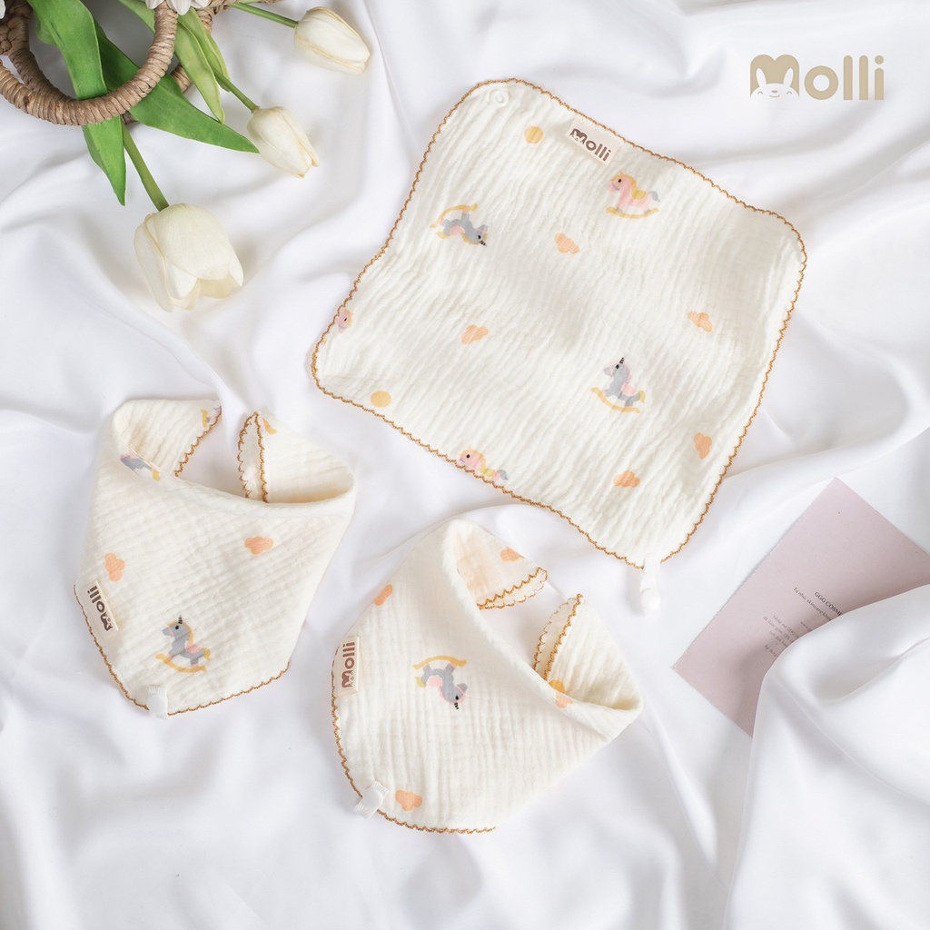 Set 3 Khăn sữa / yếm  xô 4 lớp kt 28*28cm cho bé