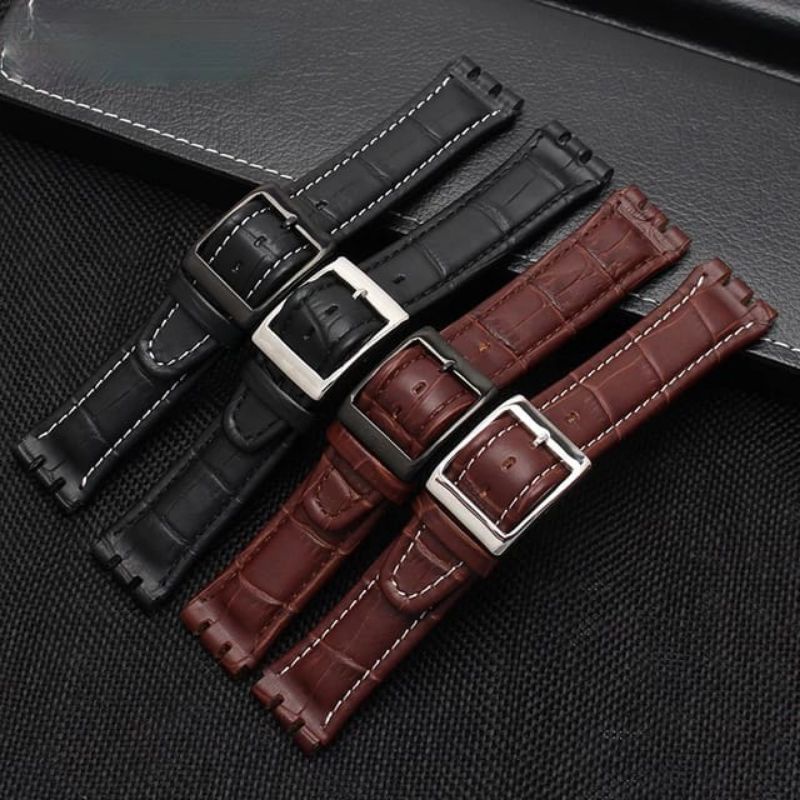 Dây đeo đồng hồ Swatch Dây đeo đồng hồ bằng da 17mm 19mm 21mm