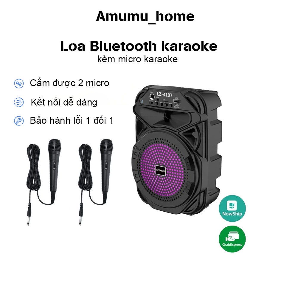 [tặng kèm mic]Loa bluetooth karaoke mini có đèn led KA99 cao cấp âm thanh chuẩn speaker
