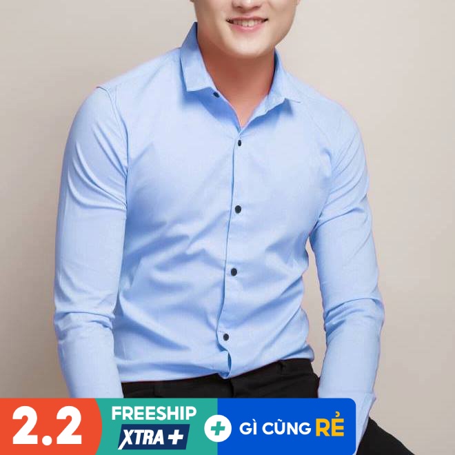 Áo Sơ Mi Nam Trơn Dài Tay Hàn Quốc Chống Nhăn Chống Xù