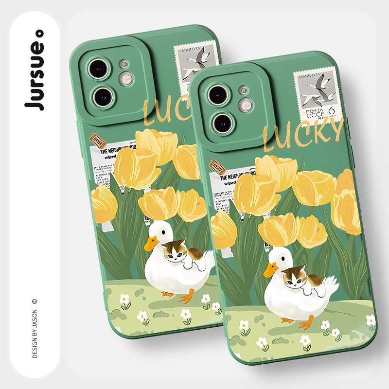 Ốp lưng JURSUE mềm chống sốc hình độc lạ dễ thương đẹp Cho iPhone 14 13 12 11 Pro Max SE 2020 X XR XS 8 7 ip 6S 6 Plus Y2891