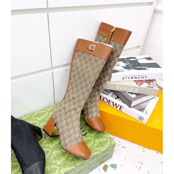 Bốt đùi nữ mũi vá GG 7p mềm êm Nguyên hộp hãng cao cấp