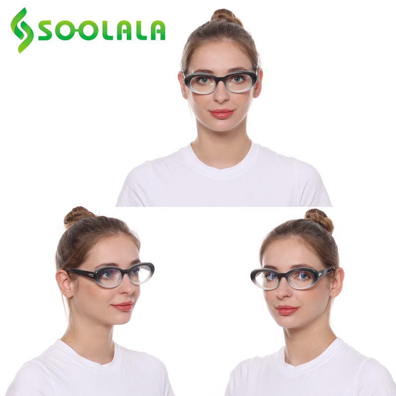 Kính đọc sách SOOLALA mini chống ánh sáng xanh hình bầu dục có thể thay thế cho nữ